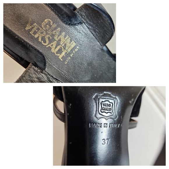 Gianni Versace Vintage Black Velvet Slingback Stiletto Heels 37 - Picture 12 of 16